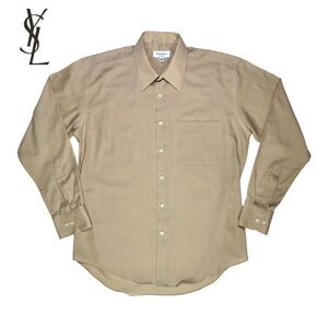 Yves Saint Laurent YSL Mens Dress Shirt L 16/34-35 Tan 90s VT Early Y2K EVC